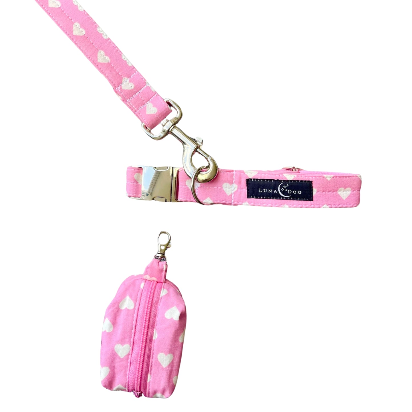 My Dog Is My Valentine Set Collar, Leash, Poopy Bag Pouch